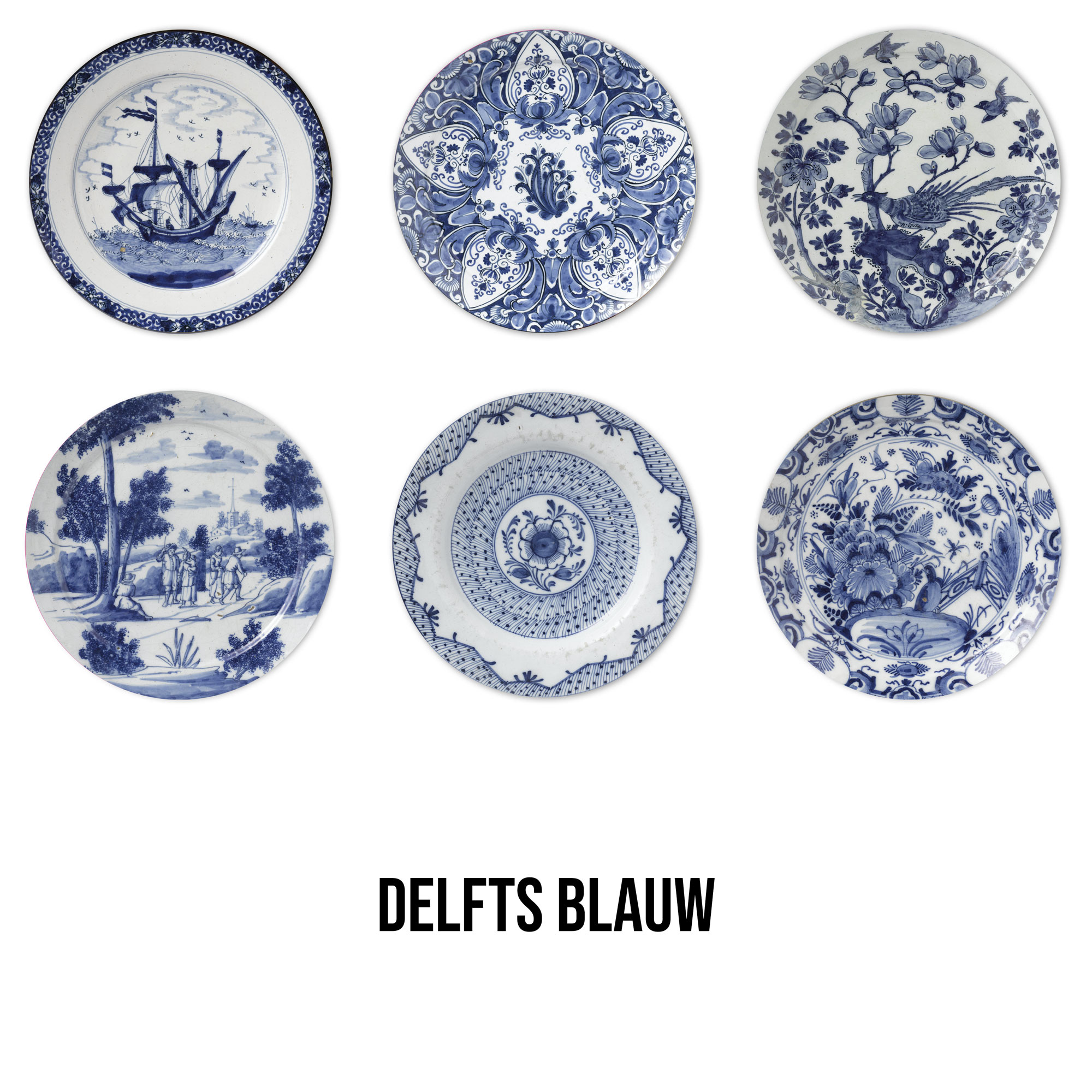 Bont - Onderzetters Delfts Blauw, 6 stuks