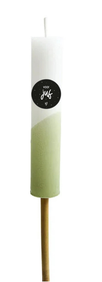 Zoedt - Tuin fakkel half dipped groen/wit, 'Voor Juf'