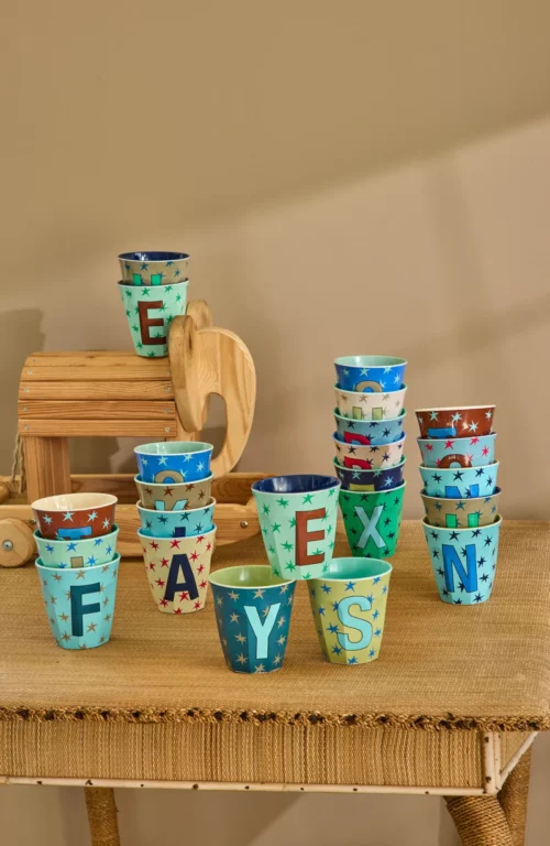 RICE beker alfabet blauw stars