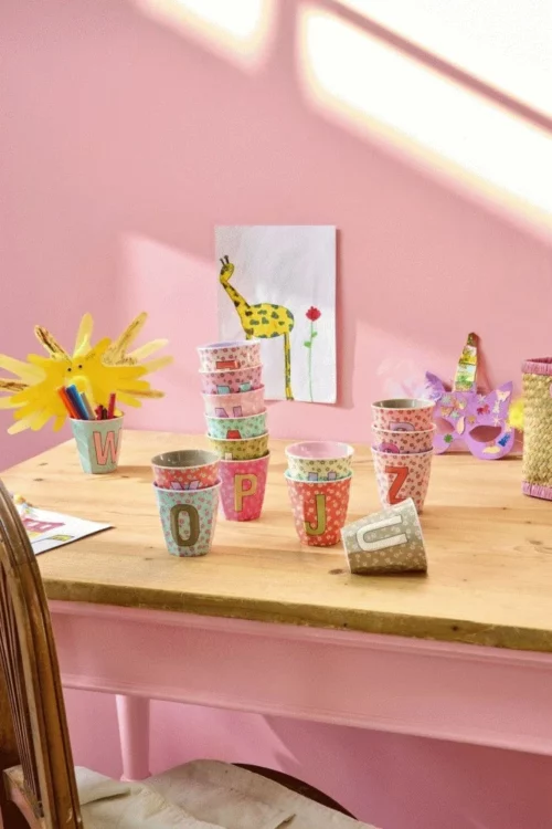 RICE Alfabet beker flowers