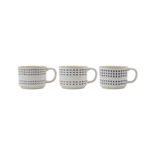 House Doctor - Mug Stich, Off-white, Set 3st