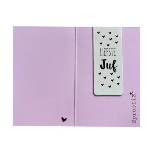 Boekenlegger in kadokaartje – Liefste Juf