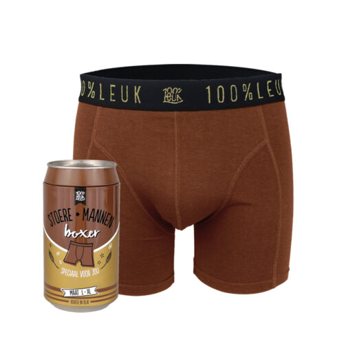Stoere mannenboxer in blik – 100% Leuk