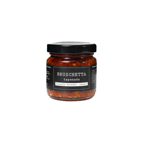 Bruschetta tapenade, broodje eronder, klaar!, Flessenwerk