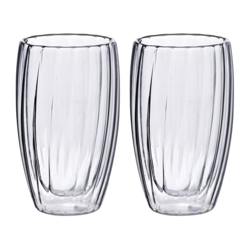 Allesken - Dubbelwandige glazen Ribbel, set van 2, 450ml