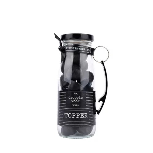 ’n Droppie voor een topper! – dropflesje met flesopener – Flessenwerk