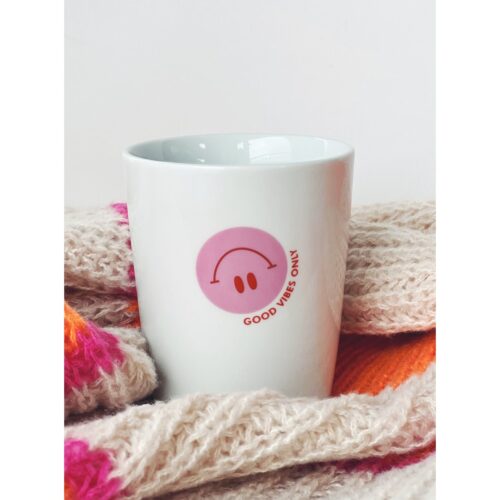 Mok 'Good Vibes Only' Roze, 280ml - Goldscherben