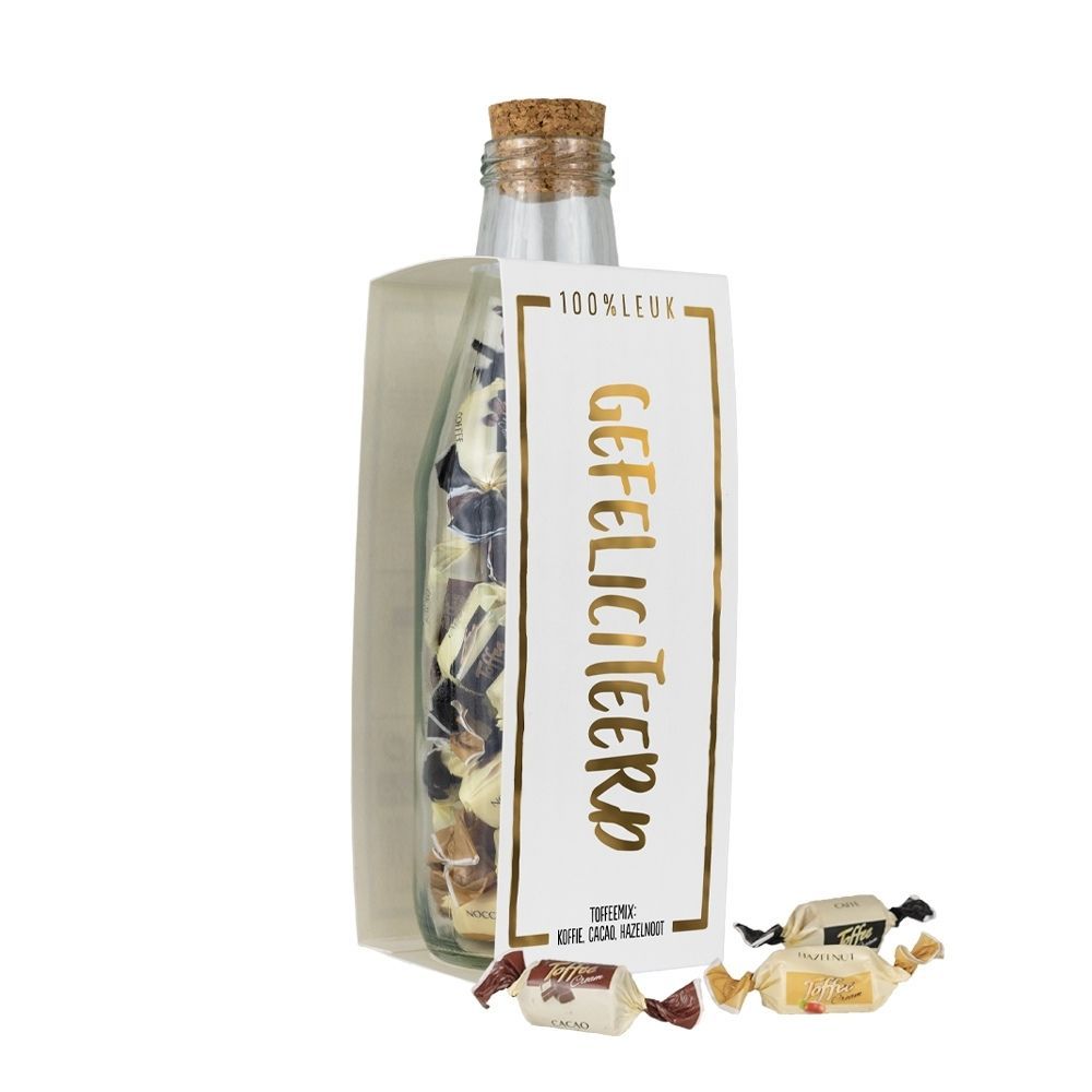 100% Leuk - Momenten fles 'Gefeliciteerd'