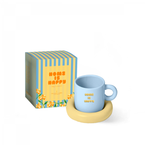 THE GIFT LABEL - Mug & Saucer, Home is Happy