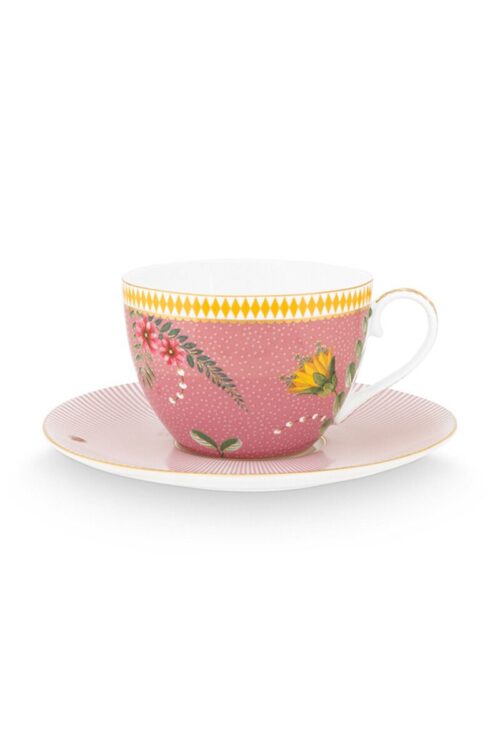 Pip Studio - La Majorelle Roze, Cappuccino Kop & Schotel, 280ml