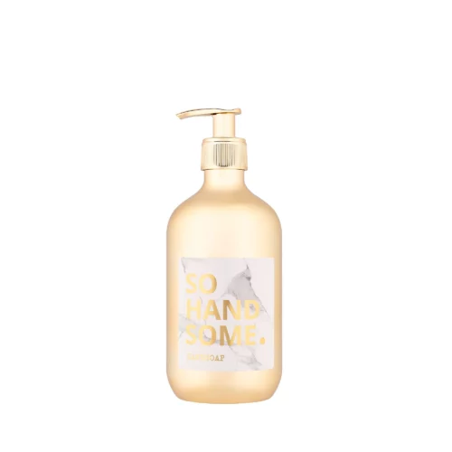 So handsome – Gouden zeeppompje (500 ml), Bottle Language