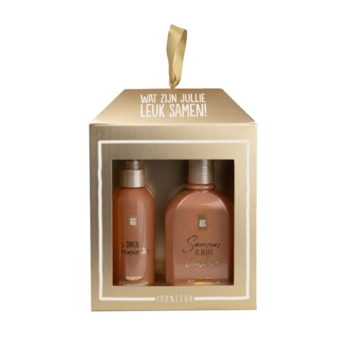 Cadeauset 'Wat zijn jullie leuk samen', Roomspray met Handzeep – 100% Leuk
